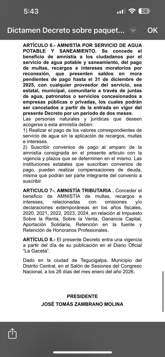 JackyRedondo's tweet image. 🛑 Aprueban  en Congreso Nacional  conceder amnistías de multas, recargos, intereses moratorios por re conexión  en las siguientes instituciones: 
✅Amnistía Municipal 
✅Amnistía Energética 
✅Amnistía Vehicular 
✅Amnistía Tributaria
✅Amnistía Migratoria 
✅Amnistía SANAA