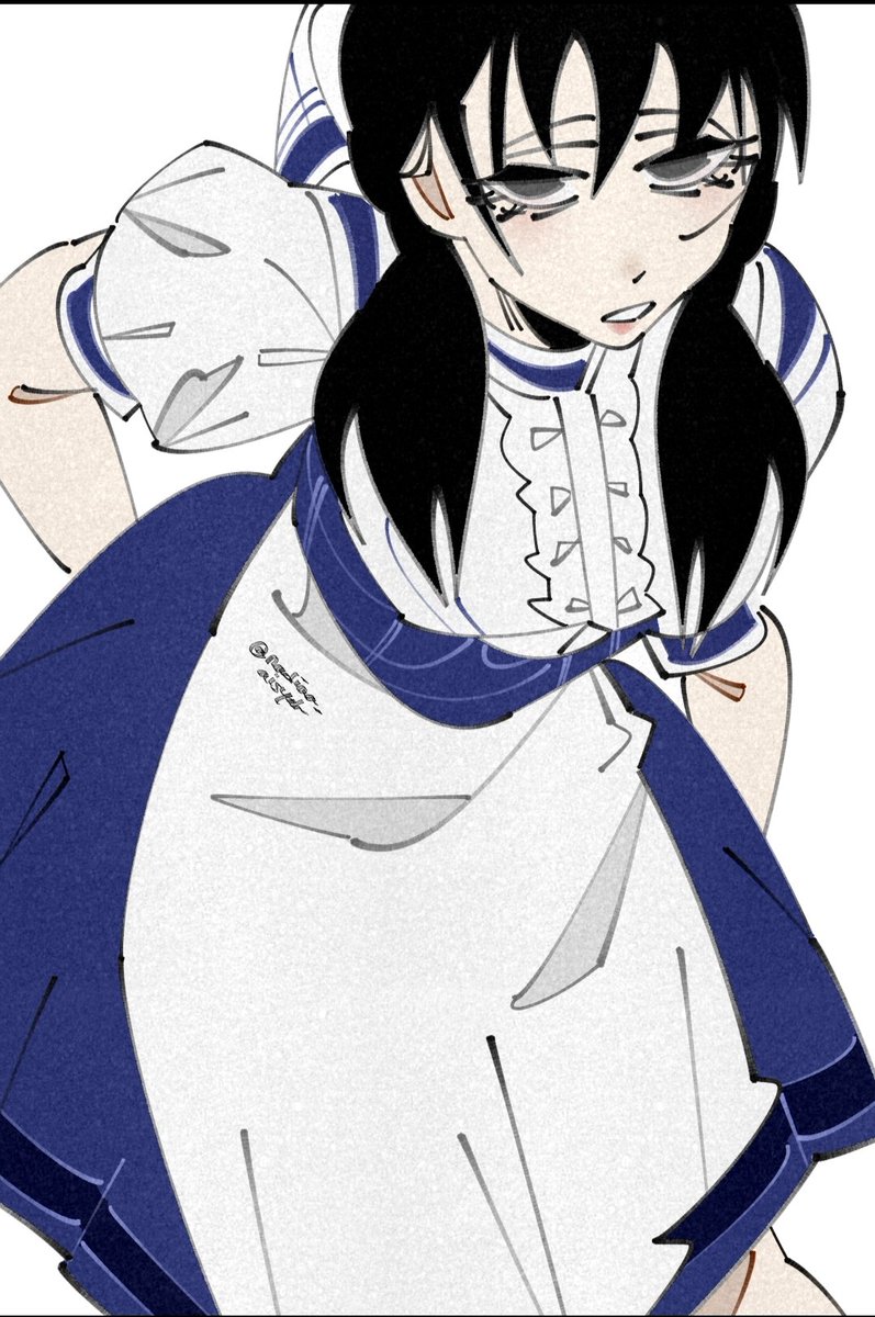 nadiaa_aisyah's tweet image. did a quick sketch of asa wearing a maid outfit♡