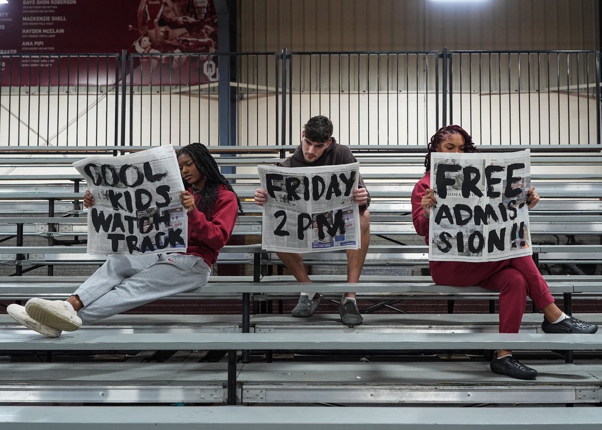 OU_Track's tweet photo. news flash ⚡️

📍 | Mosier Indoor Track
⏰ | Friday, 2 p.m. https://t.co/zYzNnTYJ2e