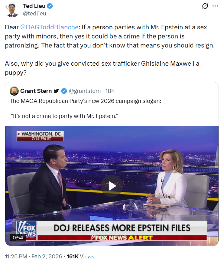 By gifting sadistic rapist and sex trafficker Ghislaine Maxwell with a puppy and awarding her for remaining silent about America's pedophile führer by putting her in a minimum security prison, Todd Blanche will go down as one of the most evil and sinister attorneys in US history.