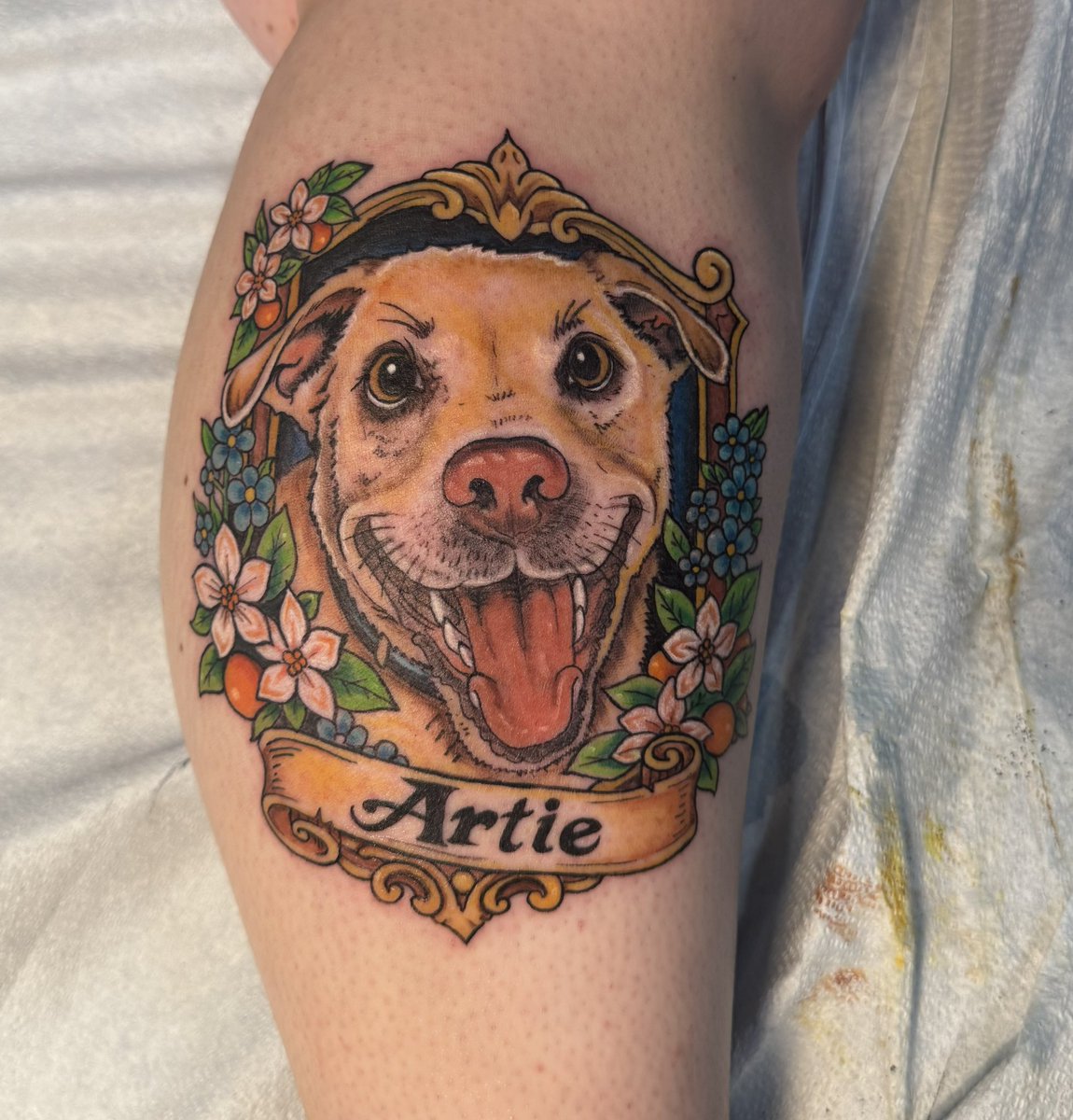 A drag path but it’s my soul dog forever etched on my skin (he’s still very much alive I just love him so much 🥹 )