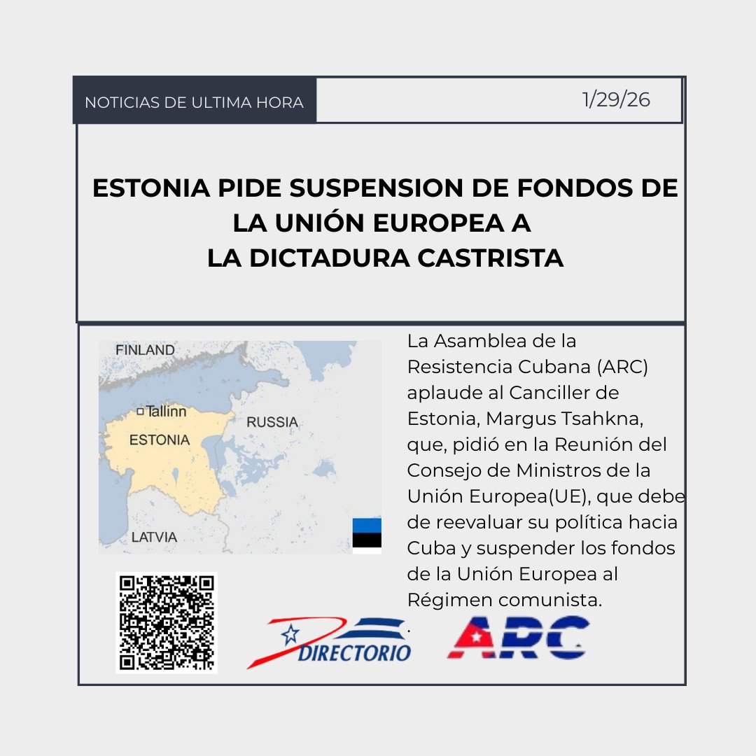 #cuba #salvaracuba “Los ideales de libertad y el respeto a los derechos humanos para el pueblo cubano, cuentan con un partidario defensor en el Canciller Margus Tsahkna",dijo el Dr. Orlando Gutiérrez Boronat, Secretario General de la ARC.
republicadecuba.org/prensa/estonia…