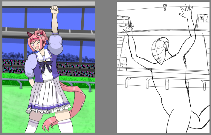 LeviandrVT's tweet photo. Thank you all for coming, no stream tomorrow but i'm planning on playing Pokemon again on Thursday, art again on Friday, and continuing Terraria on Sunday!

This is how far we got with Re-drawing Haru Urara today :D https://t.co/wiGtnhyfLw