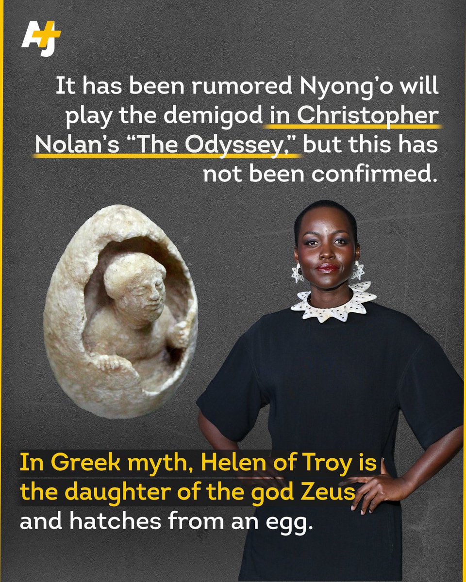 ajplus's tweet photo. Lupita Nyong’o is facing racist backlash over rumors she will play Helen of Troy. 

Reminder: Helen of Troy is a mythological character who hatched from an egg. https://t.co/K9lcfC0vnq