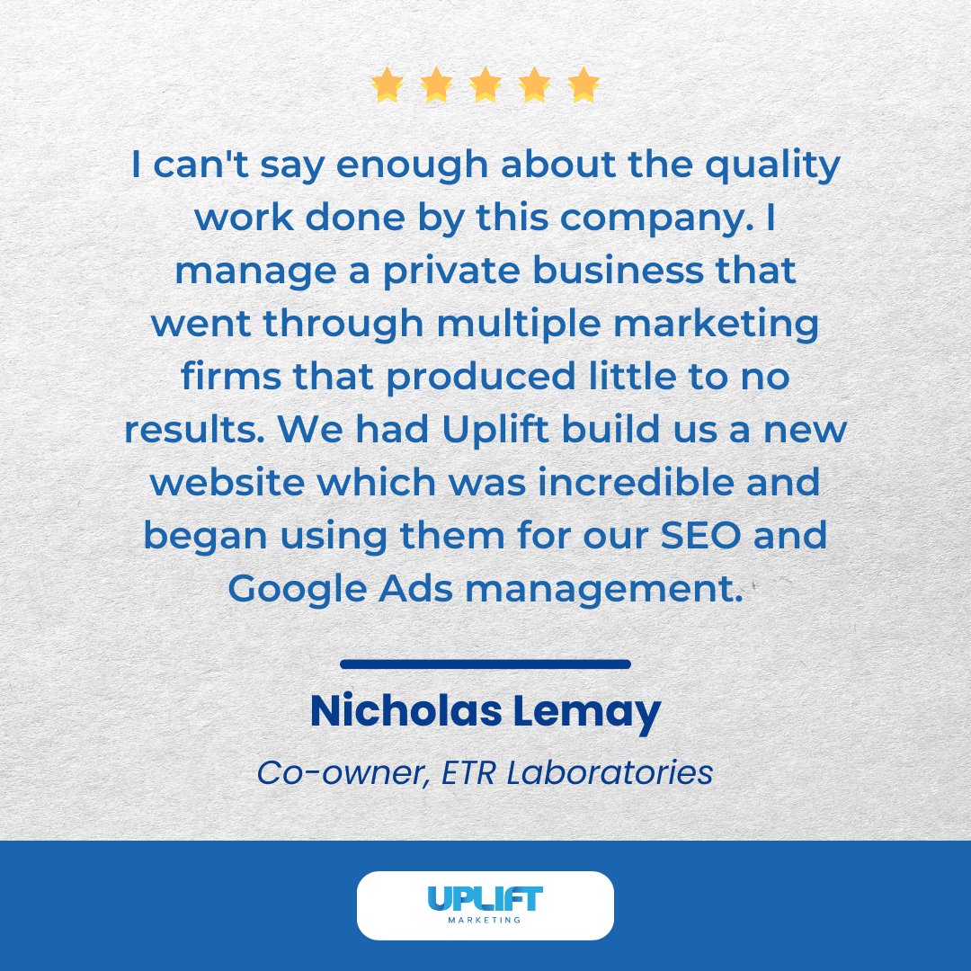 UpliftMkting's tweet photo. We specialize in building cohesive digital strategies that actually work. 💻 From incredible website launches to comprehensive SEO and Google Ads management, We deliver comprehensive digital marketing that moves the needle.

#DigitalMarketing #ClientSuccess #UpliftMarketing https://t.co/brpbCurp7H