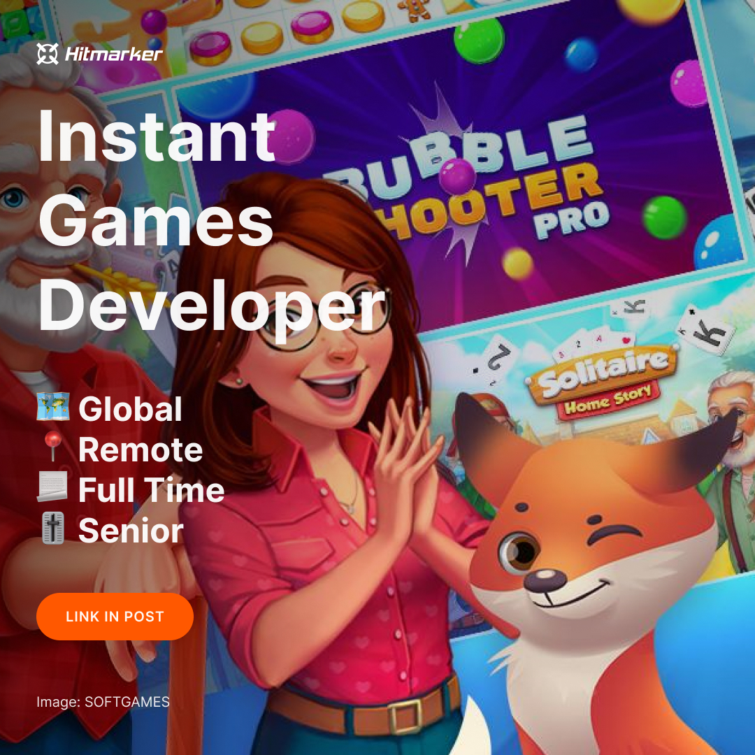 HitmarkerJobs's tweet image. ⚡️ NEW: Develop instant games from anywhere in the world! 🧑‍💻

💼 Instant Games Developer (Platforms)
🏢 SOFTGAMES
🗺️ Remote Anywhere
📃 Full Time
🎚 Senior
🏷 #GameDev, #RemoteJob

Apply here 👇
hitmarker.net/jobs/softgames…