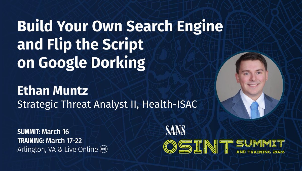 SANSDefense's tweet photo. What does the future of OSINT actually look like?
At SANS #OSINTSummit (Mar 16, Arlington, VA), hear from Chris Poulter, Ethan Muntz, Gil Maman, and Yotam Perkal on AI, automation, and analyst-driven scale.
View Agenda & Register: https://t.co/8jAsN4X0GI
#OSINT #AISecurity https://t.co/GC5S62e39u
