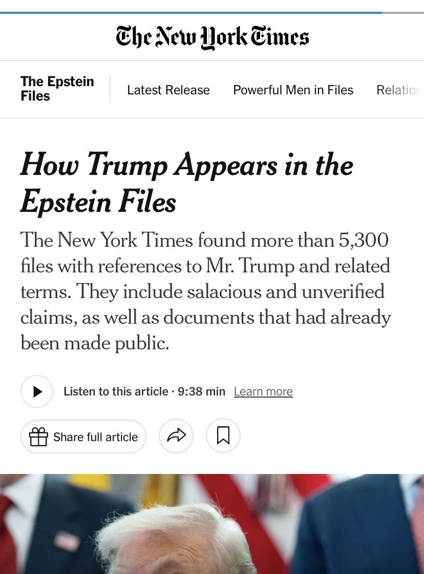 This is what a child sex predator looks like: The NYT identified more than 5,300 files with over 38,000 references to Trump, Melania and Mar-a-Lago. For the benefit of the pedophile president, the DOJ's protecting some of the most sinister, evil and wealthy pedophiles in history.