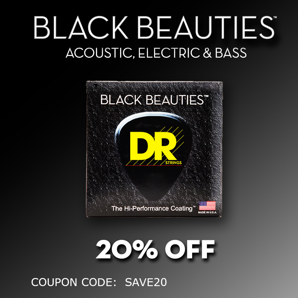 JaxMusic's tweet photo. From now until the end of February, use Coupon Code SAVE20 to save 20% on your order of DR Strings Black Beauties - Electric, Acoustic, and Bass!  Only on our website - https://t.co/W7DPTxjyxl https://t.co/GXpj4UGiOQ