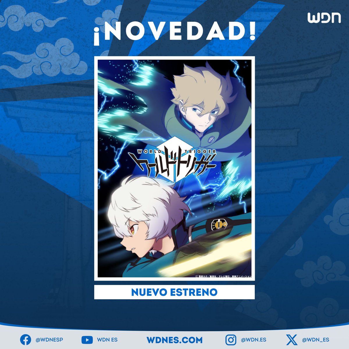 WDN_Topic's tweet photo. 📺 | Anime
Las temporadas 2-3 de "World Trigger" llegan en marzo a Bitme. #Anime #Bitme #Televisa #Toei #WorldTrigger https://t.co/laRwOdVFzY