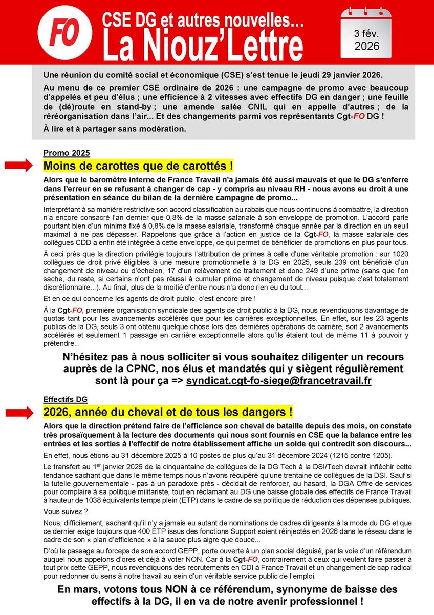 FO France Travail DG tweet media