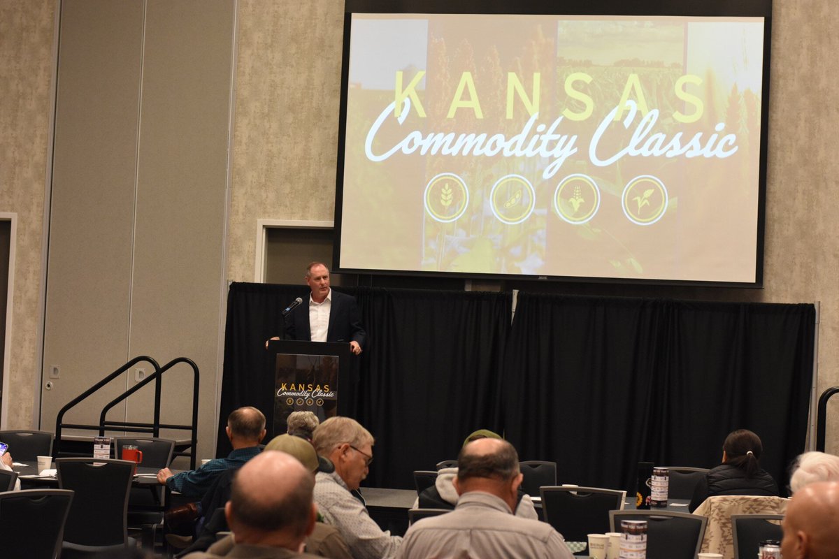 RepMann's tweet photo. Kansas agriculture is the backbone of our state’s economy and rural communities. Last week, I spoke at the Kansas Commodity Classic in Salina, where I shared a 2025 agriculture review and discussed my priorities on the House Agriculture Committee heading into 2026. I appreciated the chance to hear directly from producers in the Big First, which helps keep my work focused on what matters most. Thank you for having me!