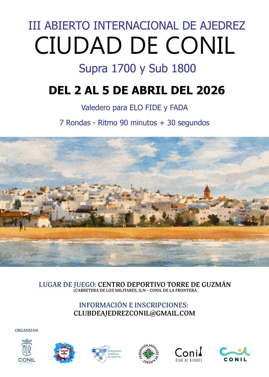 𝗜𝗜𝗜 𝗔𝗯𝗶𝗲𝗿𝘁𝗼 𝗜𝗻𝘁𝗲𝗿𝗻𝗮𝗰𝗶𝗼𝗻𝗮𝗹 𝗱𝗲 𝗔𝗷𝗲𝗱𝗿𝗲𝘇 𝗖𝗶𝘂𝗱𝗮𝗱 𝗱𝗲 𝗖𝗼𝗻𝗶𝗹 ♟

Más información en nuestra web clubdeajedrezconil.com