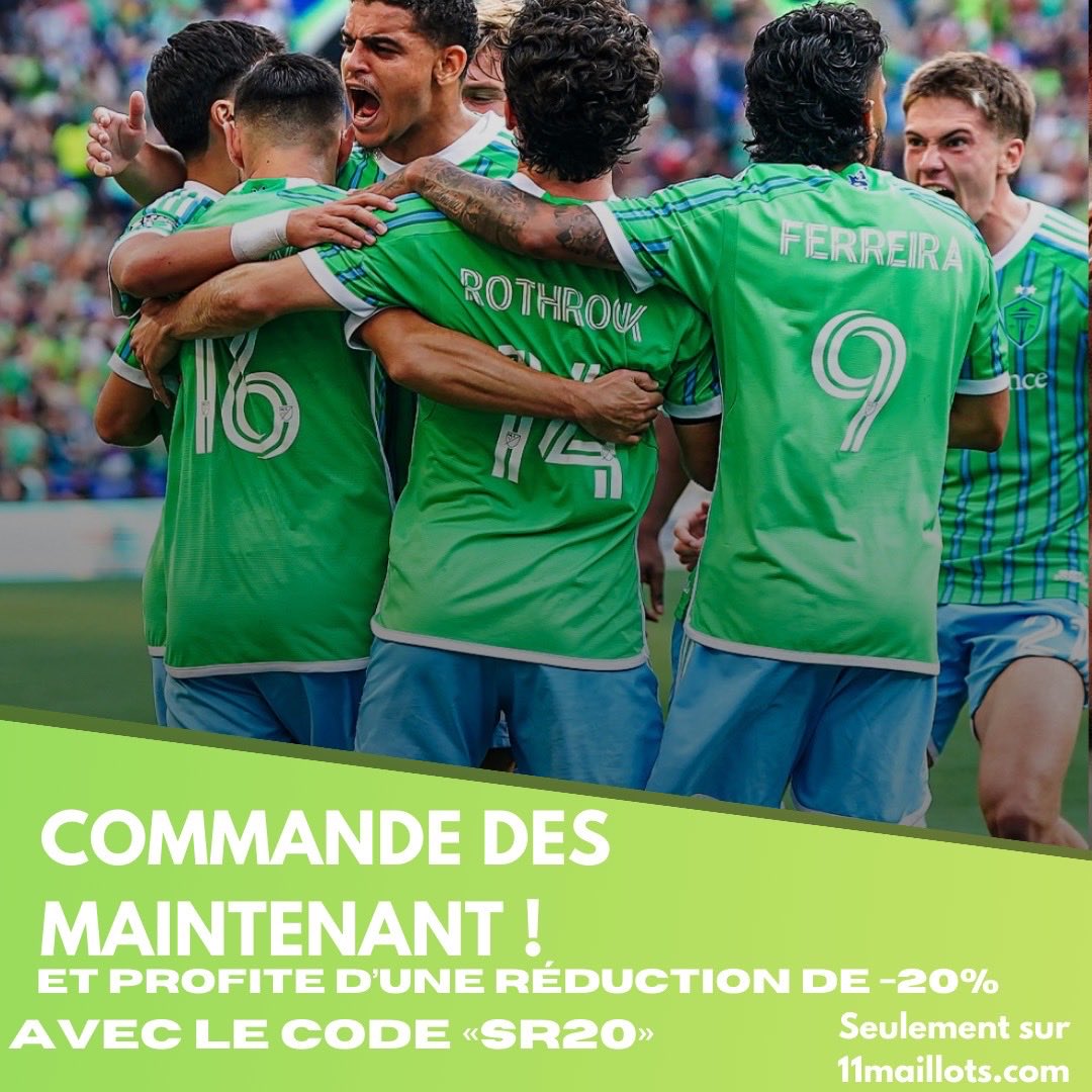 Le maillot Seattle Sounders 25/26 est dispo 💚⚡
Commande-le maintenant sur 11maillots.com et profite de -20% avec le code SR20 !