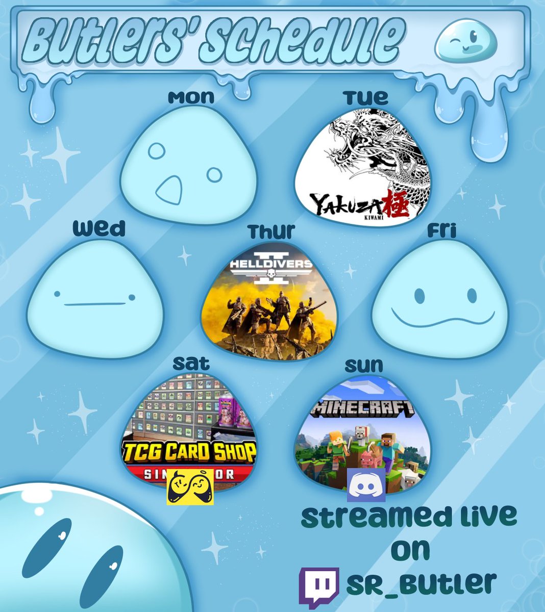 Butler063's tweet image. Slime Schedule!
