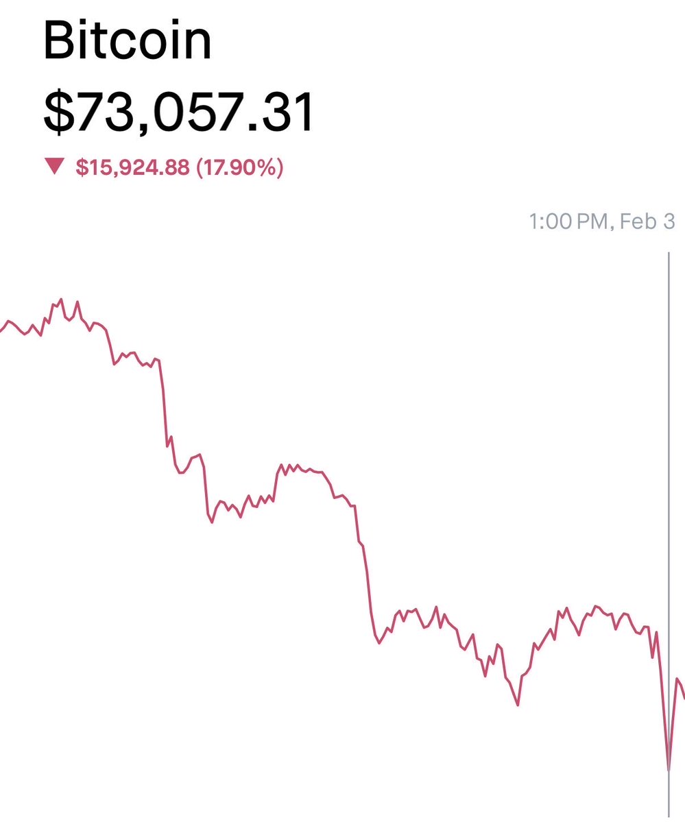 TheBTCTherapist's tweet image. Bitcoin actually tagged $73,000 today, which is borderline insane. What’s remarkable is no one actually knows what’s happening and why price is going down. It’s all predicated on some BS glitch narrative from 3 months ago and the 4 year cycle which means absolutely nothing.
