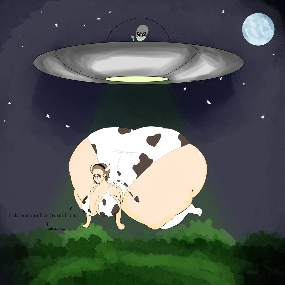 Piece inspired by <a href="/Slsa_Lea/">Sls_lea</a> of their OC also getting abducted by little green peeps. (or any colour for that matter)

Eve did get convinced to do so, don't worry, she'll be fine.