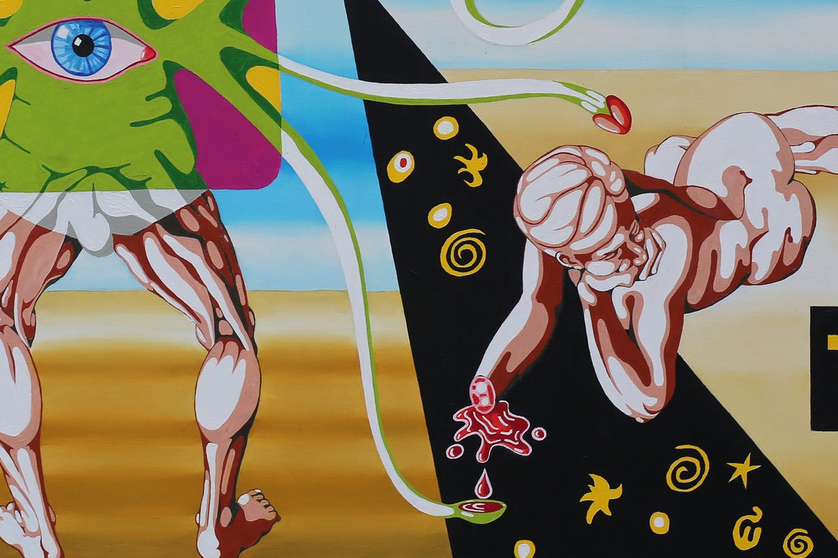 Media Libido and the Creation of Asexuality (Media and Sexuality in a State of Defenselessness), detail from the painting "Media Democracy - Rendezvous of Truth" by Sebastian Bieniek bieniek.at/md

#ibes2026 Ruzzland Romania FAFO Bulls ebstein #ebsteinfiles Simons trump