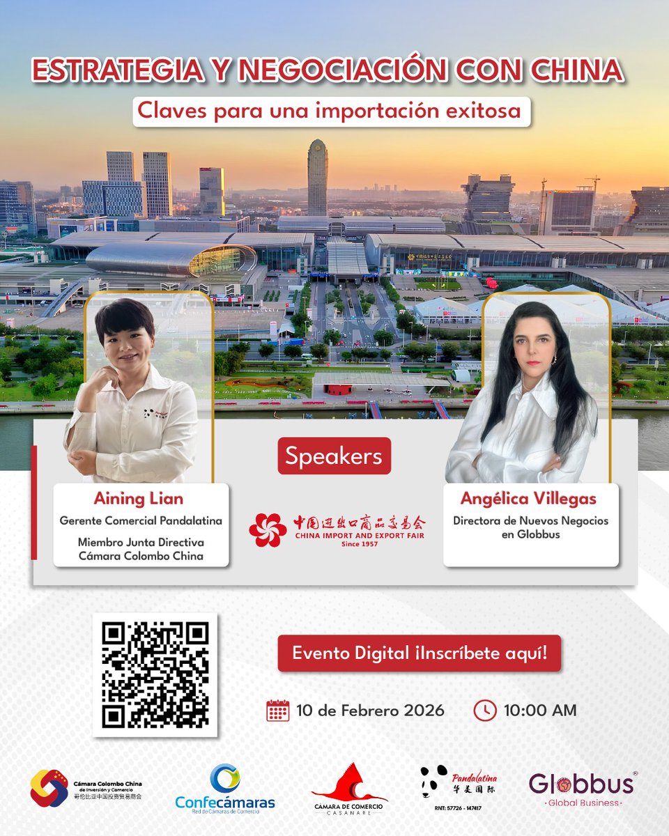 🌏 ¿Quieres llevar tu empresa al mercado chino?

En el marco de la Alianza para la Expansión y Acceso a Nuevos Mercados entre #Confecámaras y la Cámara Colombo–China de Inversión y Comercio (<a href="/CAMCOLOMBOCHINA/">Cámara Colombo-China</a>), te invitamos al evento 'Estrategia y negociación con China: claves