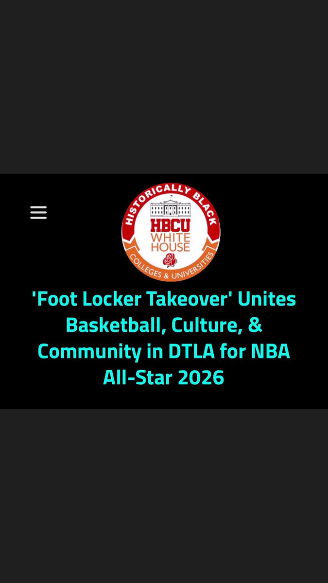 hbcuwhitehouse's tweet photo. 'Foot Locker Takeover' Unites Basketball, Culture, and Community in Downtown Los Angeles for NBA All-Star 2026
HBCU White House: Tracking The Culture ’26 https://t.co/AYVBH2gknp
#News #HBCUwhitehouse #HBCUWH #TrackingTheCulture #FootLocker #FootLockerTakeover #Basketball #NBA https://t.co/VC4kULxplk