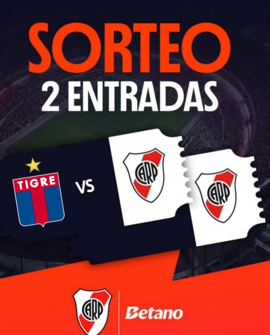 Sorteamos con Betano 2 entradas (plateas) para River-Tigre el sabado 7 a las 20:00hs, con un like y RT ya participas! 
El ingreso es con face id enviado por mail, los ganadores antes del viernes!