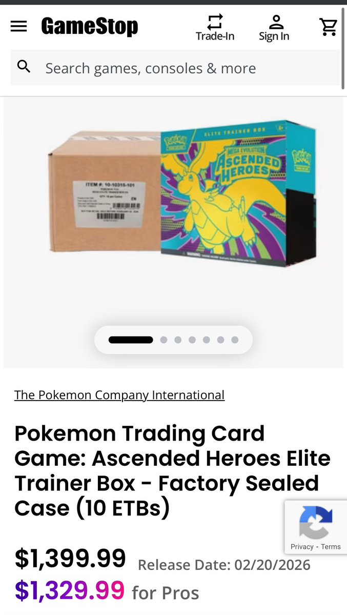 POKESTREETZ's tweet image. #GameStop is acting like #TeamRocket

selling cases #MegaEvolution #AscendedHeroes ETBs (10 Boxes)
at $1,399 ($130/ETB)
wild markup from normal $50–$90 MSRP

Gamestop lost their minds or genius business play? 🤔

#PokeStreetz | Hot takes only🔥