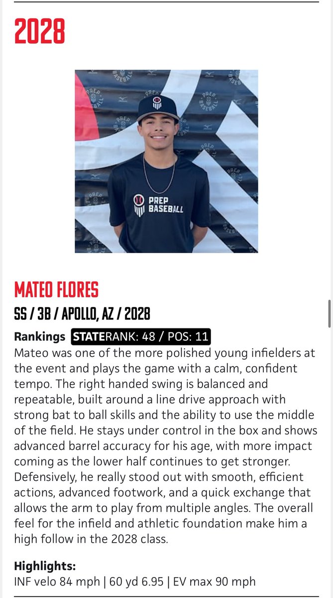 Thank you <a href="/PrepBaseballAZ/">Prep Baseball Arizona</a>
