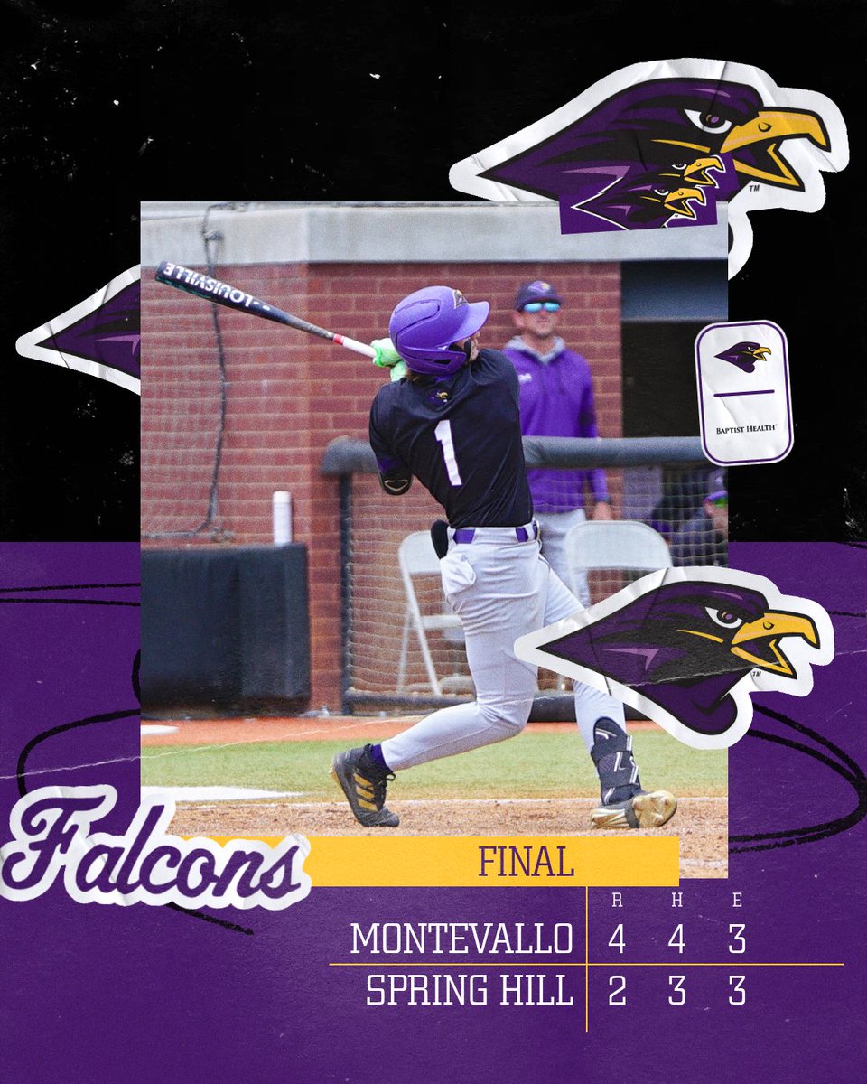 UMoTownBaseball's tweet photo. FALCONS WIN ✅

Six shutout innings from Luke Holbrook and a three-run 8th lift Montevallo to a midweek win over Spring Hill!

#TogetherWeRise https://t.co/gxoW3zAH5Z