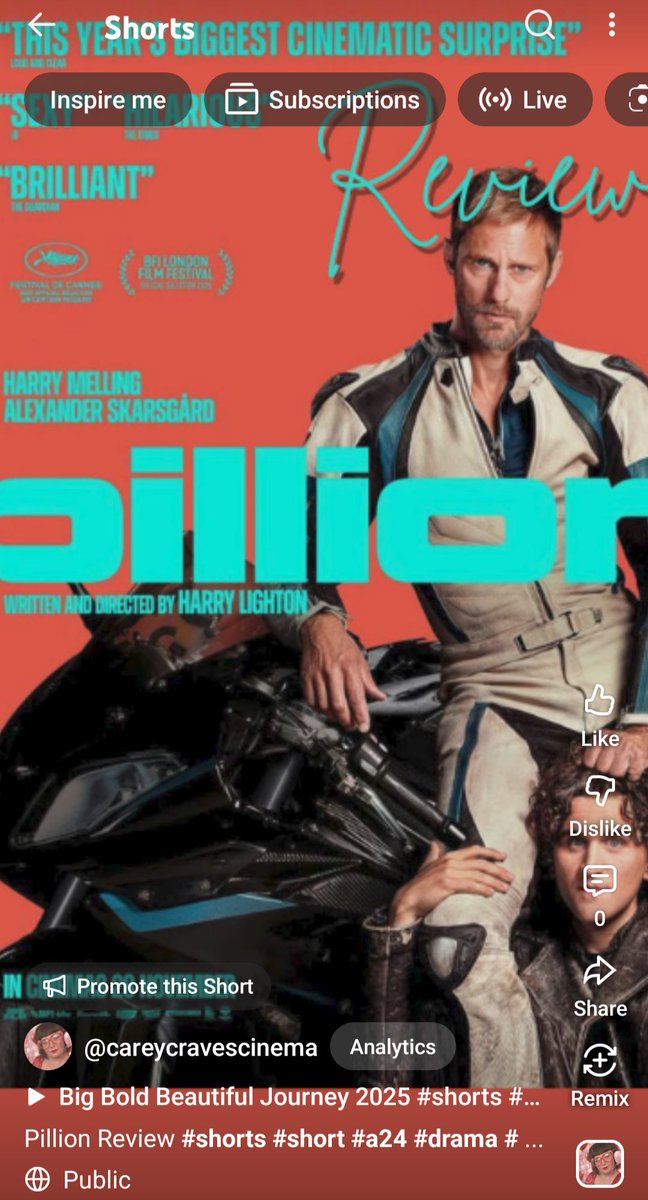 youtube.com/shorts/dlDpFpF…
check out my short review for A24's newer film Pillion. What a gem of a film.