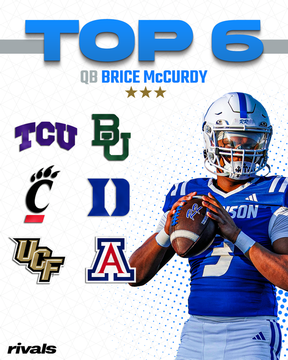 samspiegs's tweet image. NEWS: Touted 2027 quarterback Brice McCurdy is down to six top contenders, he tells @Rivals  

McCurdy is getting closer to locking in his decision. The latest on @brice_mccurdy: on3.com/rivals/news/to…