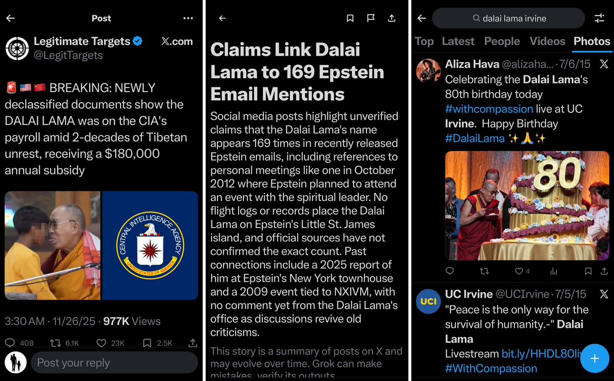 JB_Conley's tweet image. 2015 (pic): The Dalai Lama could’ve celebrated his 80th birthday anywhere, but he chose Orange County.

Anaheim = public
Irvine = private

Facts: grok.com/share/c2hhcmQt…

2018 (video): Election 2016 lecture by UCI’s CIA guy and James Carville at UC Irvine.

CIA | DNC | UCI ☀️