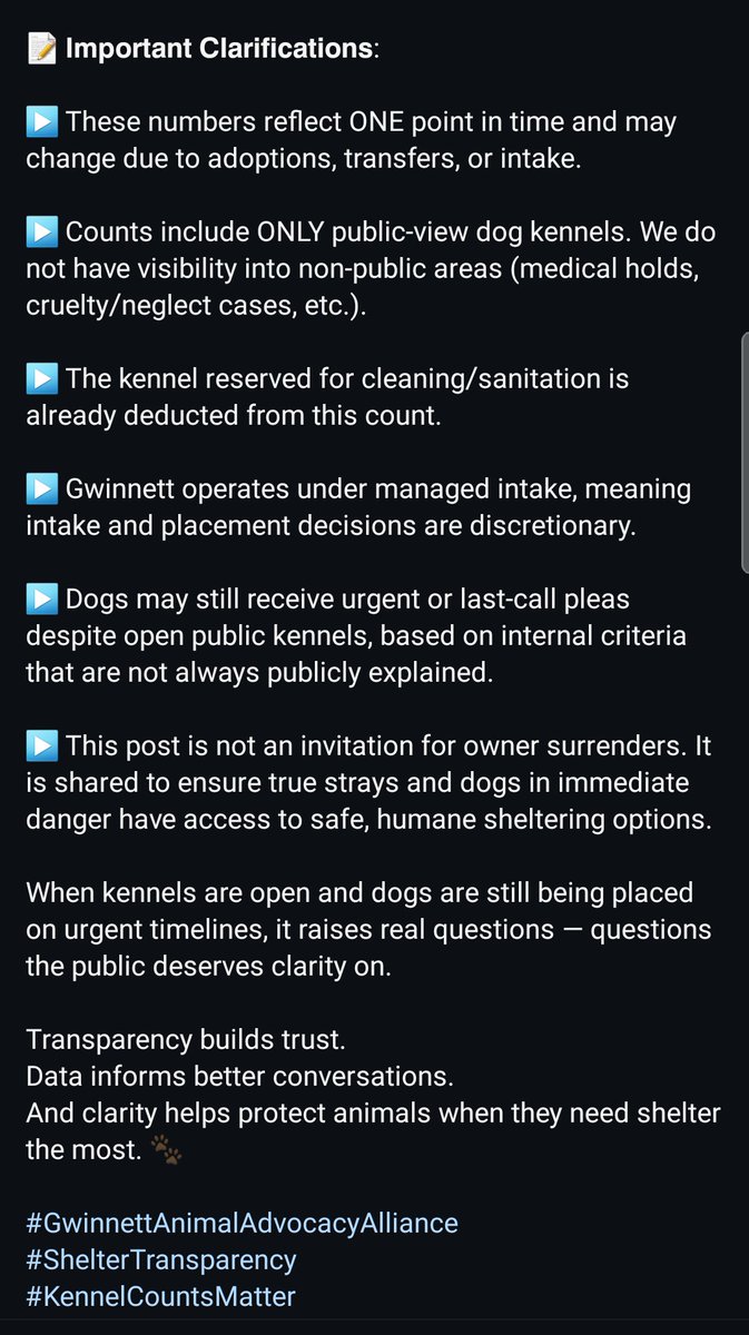 itsadogslifersq's tweet photo. @CoryTheFRAUD @Hatchetforce Same in Georgia. This is Gwinnett County.
They kill listed 3 pups despite having 13 open public-view kennels. Non-public area kennels not included. Kennels reserved for sanitation/cleaning already deducted.
The "lack of space" #OvercapacityLie is being exposed everywhere now. https://t.co/ruI5zPV7dm