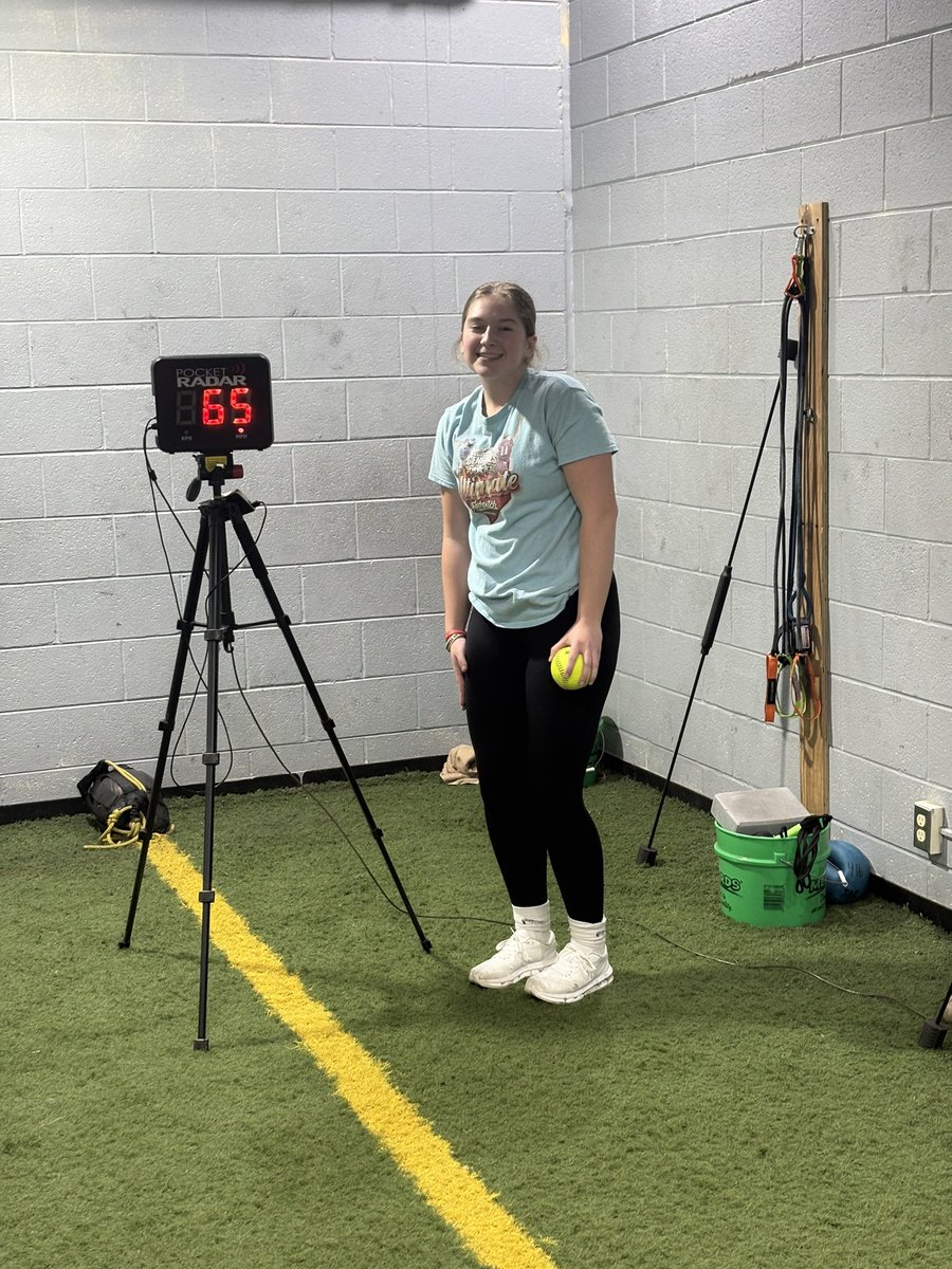 ‼️NEW PR‼️ I was able to reach my next goal which is 65 mph overhand! So glad to see all my progress and I can’t wait to keep growing!