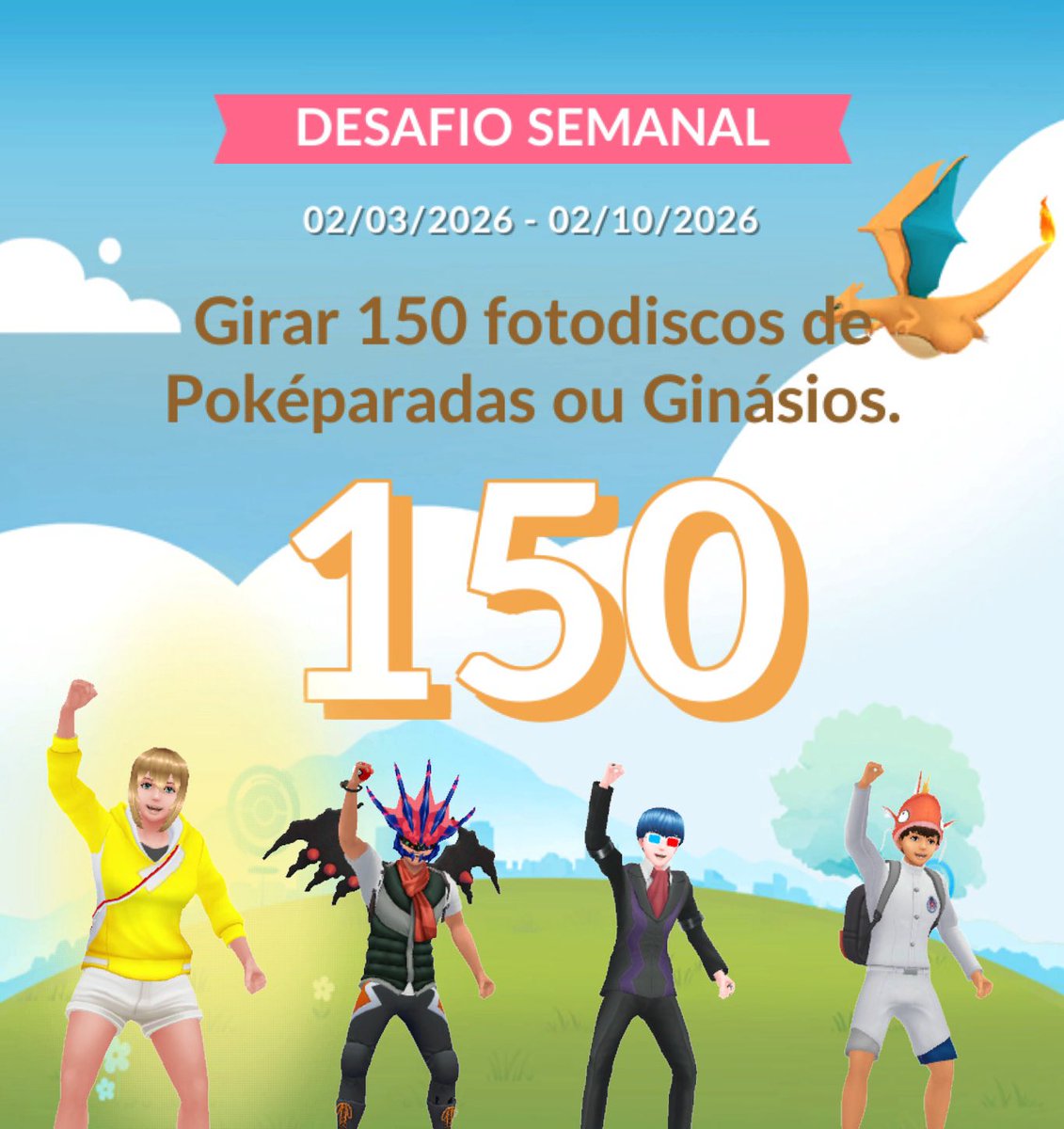 Completamos o Desafio Semanal! Junte-se à minha equipe novamente na semana que vem!
Junte-se à diversão do Pokémon GO! pokemongolive.com/refer?code=WQQ…