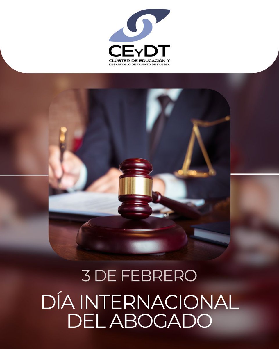 ¡Feliz Día Internacional del Abogado! 
En un mundo en constante cambio, su labor es el pilar fundamental para garantizar la equidad 
#DíaDelAbogado #TalentoPuebla #JusticiaYEducación