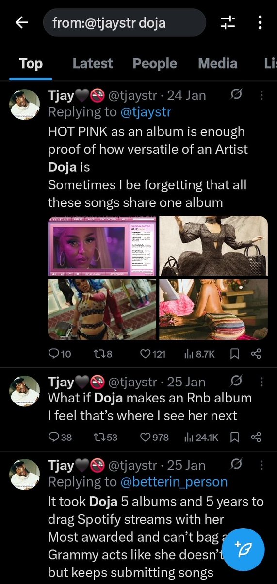 The way Nigerians set up Tyla must be studied. Why do yall like the girl getting dragged soo much😕???? Mind you this is a Doja fan for that matter, meaning this tweet is a Tyla setup. Stop click baiting !!!
Tyla winning doesn’t take anything away from Doja. Stop comparing !!!