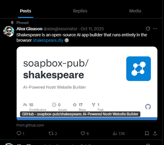 Trezorusquant's tweet photo. How has this never been done before!!
$Clawster dev, Alex Gleason, has made another AI Agent called Shakespeare. I have redirected all the fees to him. This is the perfect bags.

$SHAKESPEARE

@finnbags @alexgleasonator https://t.co/4tSKiUK3QQ
