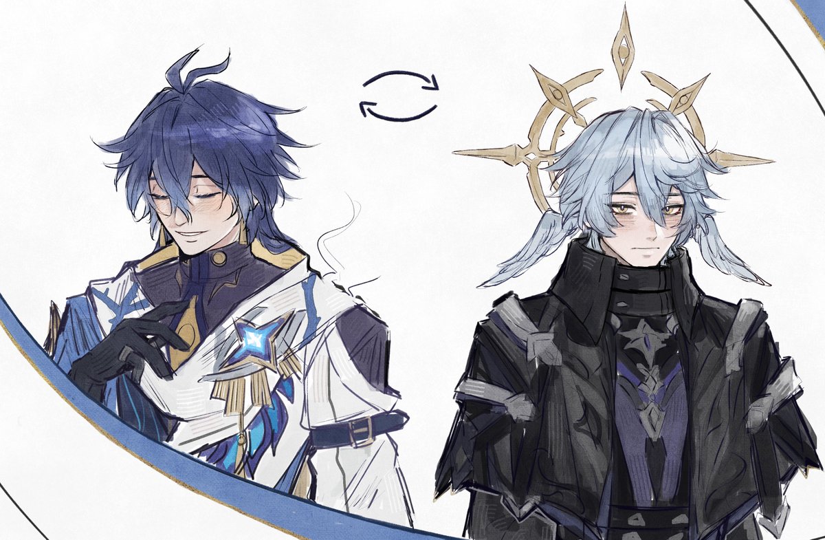 Flins and Sunday but they swapped their outfits! 

#GenshinImpact #HonkaiStarRail