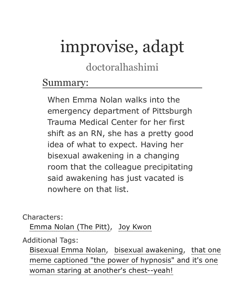 doctoralhashimi's tweet photo. #joyemma! #emmajoy! aka 1.2k words of emma nolan blue-screening at the sight of . . . certain other piercings of joy's.
https://t.co/bnSFpKloog https://t.co/D1oN8Krrse