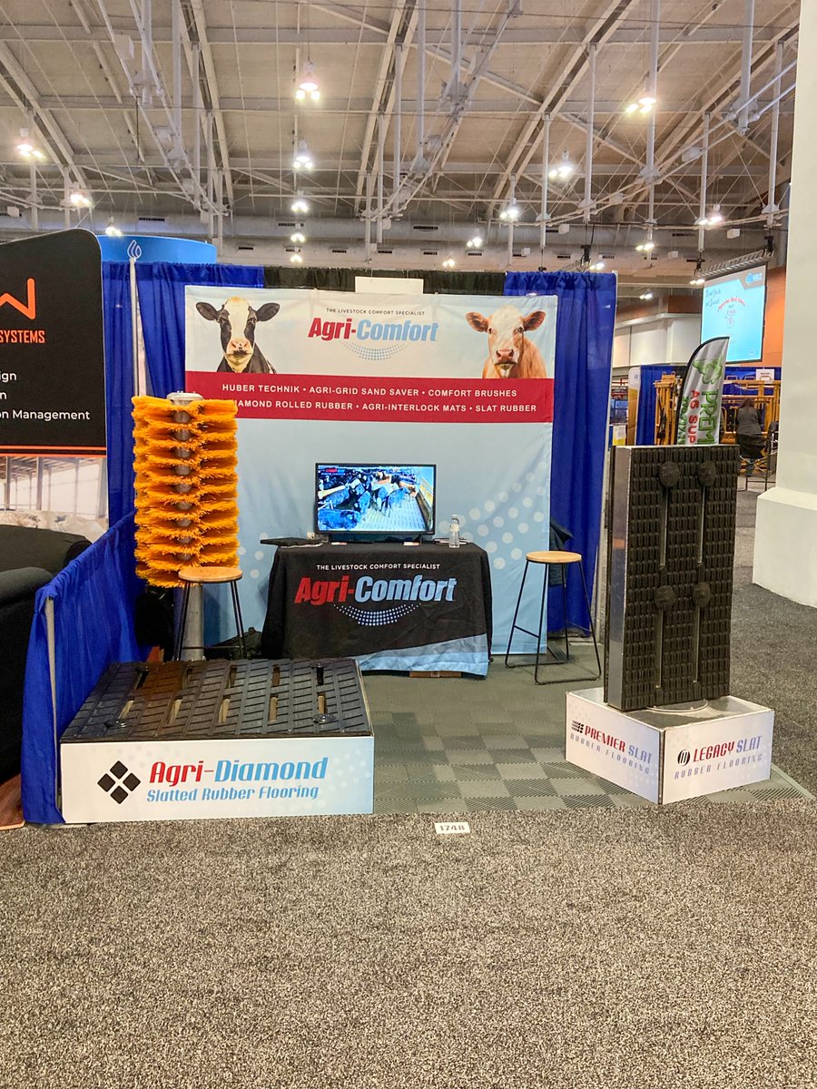ComfortAgri's tweet photo. NCBA is on! 🐂 Visit us at Booth 1748 to check out slat rubber flooring for better traction and drainage, plus our stationary comfort brush. Show runs until 7pm tonight through Thursday. @CattleCon @BeefUSA #beef https://t.co/S92yjgNTh7