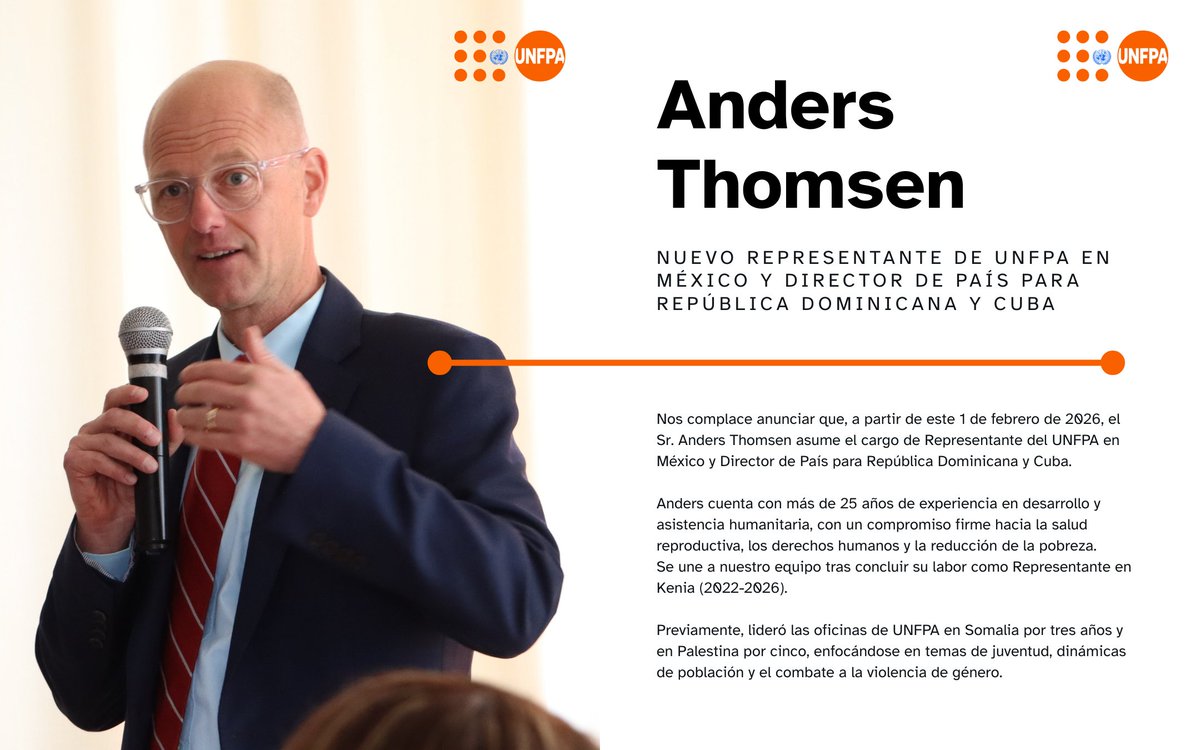 ✨Damos una cálida bienvenida a Anders Thomsen, nuestro nuevo Representante en México y Director de País para República Dominicana y Cuba.

¡Su llegada marca un nuevo capítulo para fortalecer nuestras alianzas y garantizar derechos y opciones para todas las personas! 🙌
