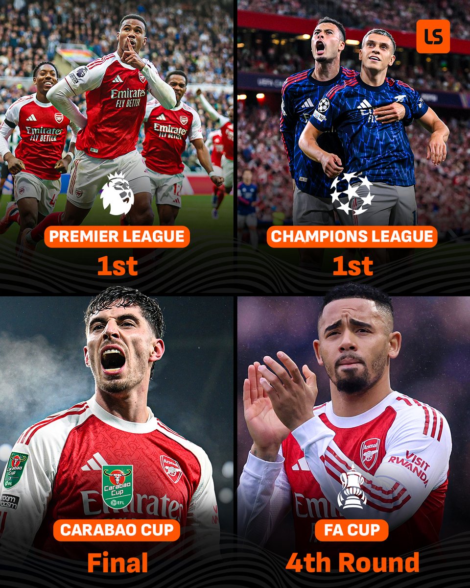 livescore's tweet image. The quadruple is 𝙊𝙉 for Arsenal 🤩🏆