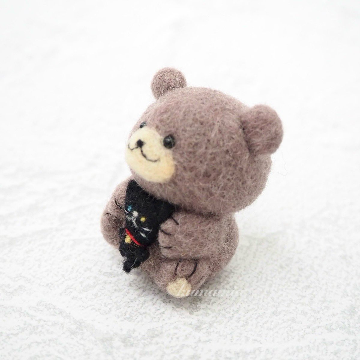 【確認用】黒ミミのくまさん✽羊毛フェルト あと14日だにゃんฅ( ˙꒳​˙ ฅ) #神戸マルイ #猫week
