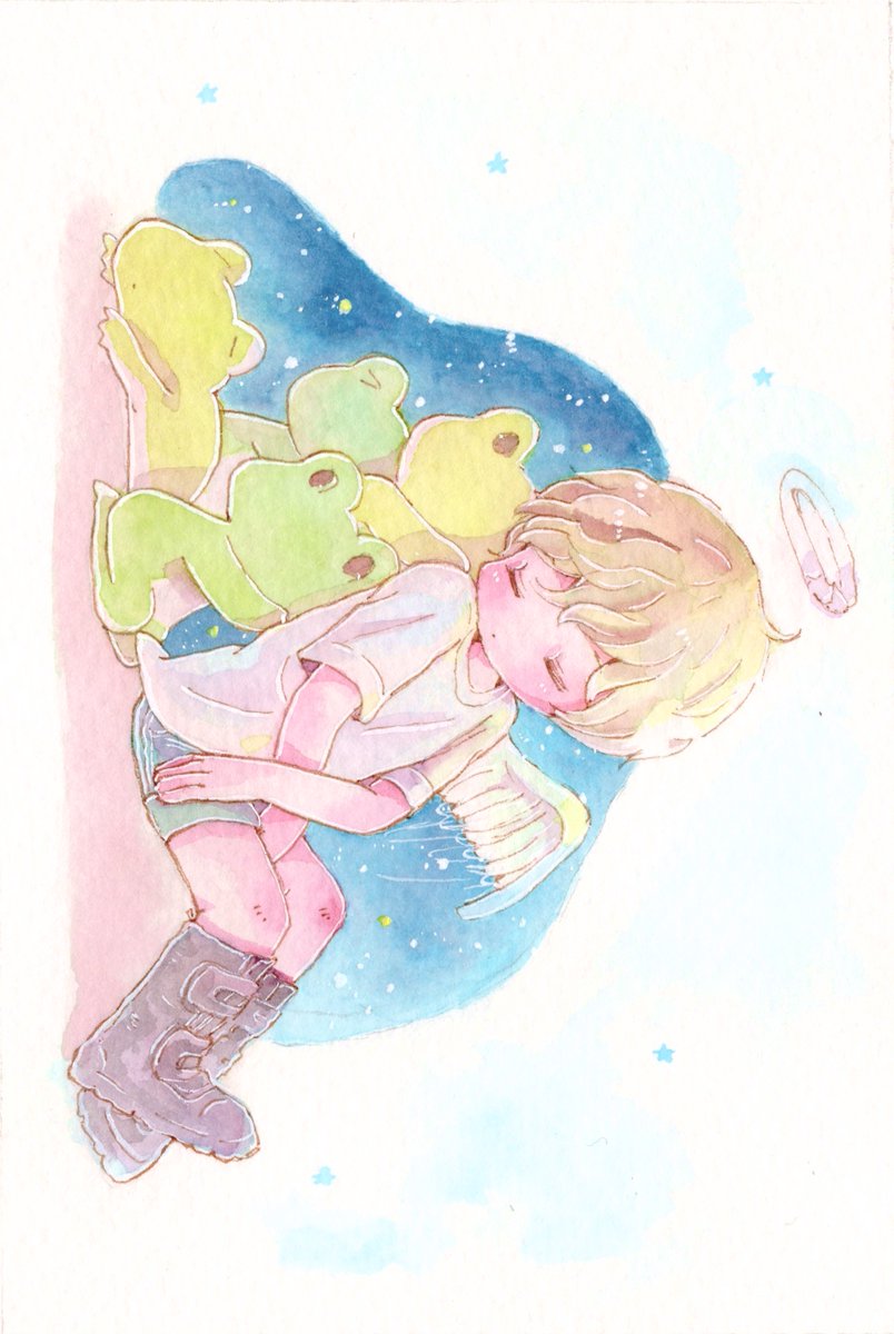 「おはようございます いい日になりますようにと祈るばかり ゆっくりおやすみ あとは」|チコリ@✨🐸羽根🪶としっぽ展のイラスト