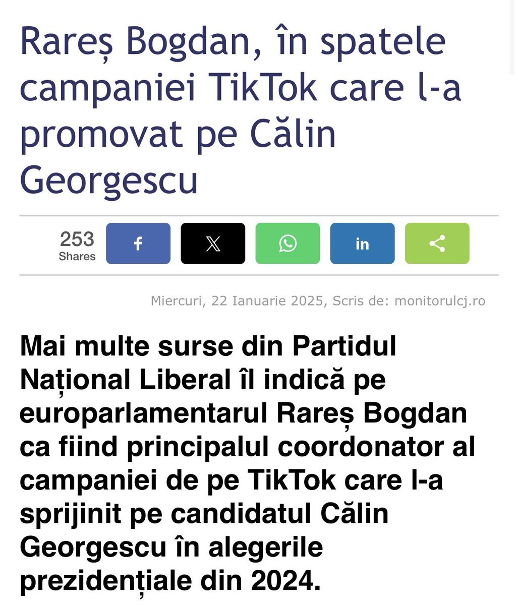 Oana_Eftimie's tweet photo. Raportul Comisiei Juridice a Camerei Reprezentanților din Congresul SUA, privind imixtiunea Comisiei Europene în alegerile din România, precizează, din nou, ceea ce pare că toată lumea a uitat:
„PRESUPUSA CAMPANIE DE INTERFERENȚĂ RUSĂ A FOST, DE FAPT, FINANȚATĂ DE UN ALT PARTID POLITIC.”

Așa cum bine știm, este vorba despre PNL.

Reiau astăzi ceea ce spun de un an de zile:
CÂND VOR FI CHEMAȚI LA AUDIERI RAREȘ BOGDAN ȘI KENSINGTON, AGENȚIA DE COMUNICARE A PNL-ULUI?

În toată această perioadă, am primit numeroase semnale de la prietenii domnului Rareș Bogdan să abandonez subiectul.
Am fost întreruptă în direct la TV de fiecare dată când deschideam acest subiect. Ca să nu faceți presupuneri aiurea: nu de Anca Alexandrescu. Dimpotrivă, ea este singura care a spus în mod repetat, cot la cot cu mine, că trebuie chemați la audieri peneliștii și KENSINGTON.

Tot felul de tonomate cu care își bea cafeaua pe la Monaco au fost asmuțite să mă denigreze, deși nu ne-am intersectat vreodată, pentru că am evitat mereu să calc în medii insalubre.

Îl anunț pe această cale pe domnul Rareș Bogdan că nu am de gând să abandonez nimic. Dimpotrivă, voi dezvolta și subiectul POT și miza personală a lui Rareș Bogdan de a băga acest partid în Parlament.
Acestea sunt motivele pentru care a fost îndepărtat din orice funcție de conducere în partid la venirea lui Bolojan; acesta este și motivul pentru care s-a mutat în Emirate. Tot din acest motivul a și stat cuminte anul ăsta și ne-a scutit de prezen��a sa în spațiul public.

Dar, până una-alta, revenind la anularea alegerilor, raportul Congresului SUA subliniază încă o dată ceea ce știm din 2024: singura dovadă de interferență este cea penelistă.

Singurii care ar fi trebuit târâți pe la Parchet în tot acest an sunt Rareș Bogdan, coordonatorul campaniei PNL de anul trecut și responsabil de deturnarea de fonduri pentru sprijinirea unui alt candidat (și a unui alt partid – POT), și agenția Kensington, condusă de Răzvan Săndulescu, soțul Simonei Gherghe de la Antena. Acesta a profitat încă o dată de anularea alegerilor, prin faptul că agenția s-a ocupat și de campania din primăvară a lui Crin Antonescu.
Apropo, domnul Săndulescu este și un apropiat de-al lui Nicușor Dan, fiind de altfel și coordonatorul campaniei pentru Primăria Capitalei în 2020.

Încă ceva: puteți păcăli pe oricine vreți voi că această campanie a fost deturnată, „trolată”, așa cum susțin acum Rareș Bogdan și Kensington.

Problema este că această justificare nu ține în cazul meu. Sunt om de marketing și știu foarte bine cum se procedează. 
Fiecare campanie online este monitorizată permanent și actualizată în funcție de răspunsul publicului. Mediul online îți oferă informații în timp real; nu e nevoie să aștepți pentru a trage concluzii. De regulă, în campania electorală, totul se modifică zilnic, în funcție de rezultate. Nu poți să nu observi că ți se deturnează campania în care ai investit 500.000 de lei (sumă care apare în raportul CSAT). 

Buuun, deci când vor fi chemați la audieri Rareș Bogdan și cei de la Kensington, exact cum au fost chemați (și hărțuiți) ceilalți influenceri care l-au promovat pe Călin Georgescu de capul lor și care nu au primit bani pentru asta?
Când vor plăti pentru faptul că au deturnat bani de la bugetul de stat, din subvenția PNL, susținând o altă campanie decât cea a propriului candidat? Toate servind ca “dovezi” pentru anularea alegerilor?

P.S. Din păcate, dacă noi nu punem presiune nici acum, raportul nu va avea niciun efect.
De altfel, scopul acestui document este contestarea DSA (Regulamentul privind serviciile digitale al Comisiei Europene), care afectează activitatea platformelor de socializare americane (Meta, X etc.) pe teritoriul Europei.
Adică pierd bani. Pe românește.
Asta îi interesează pe ei, nu alegerile din România. Astea ne interesează pe noi, în schimb.
