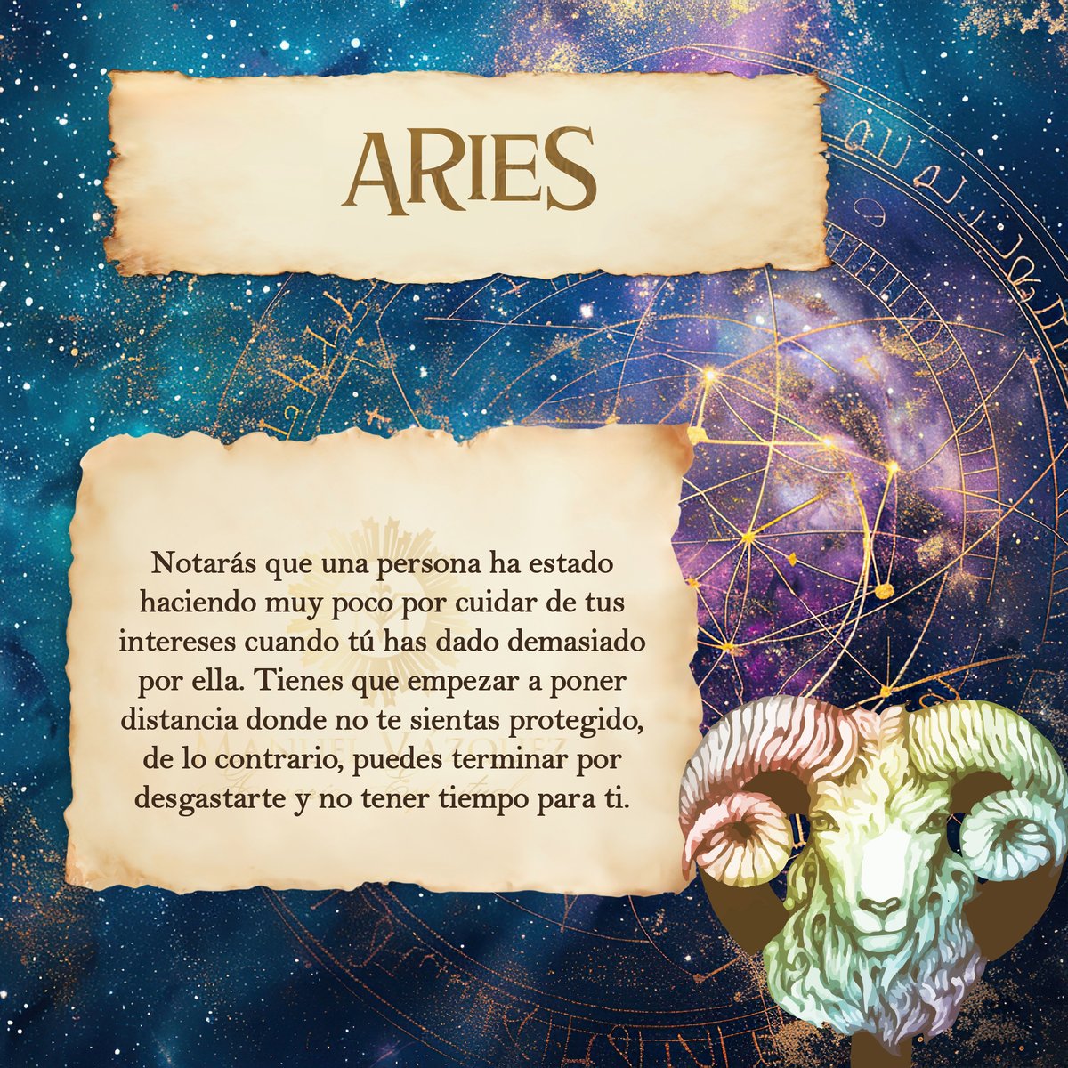 ManuelVazquez's tweet photo. Aries ♈ "Hoy tu intuición está más afilada que nunca. Confía en ese primer pensamiento; te llevará por el camino correcto. ✨ #Aries #Horóscopo #ManuelVazquez #Bokor" https://t.co/ycxu6zuyzn