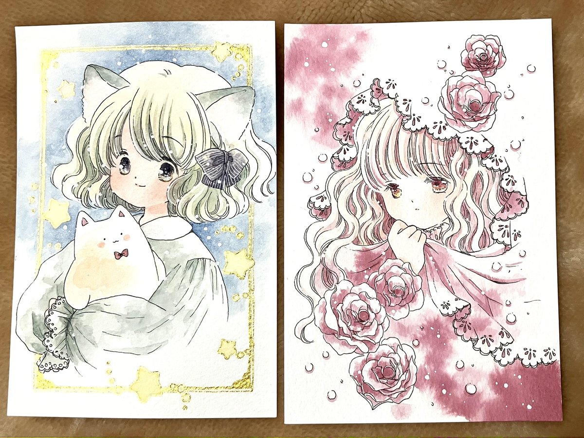 ドローイングです 薔薇の絵はアンフェイディング•ローズのインク使用