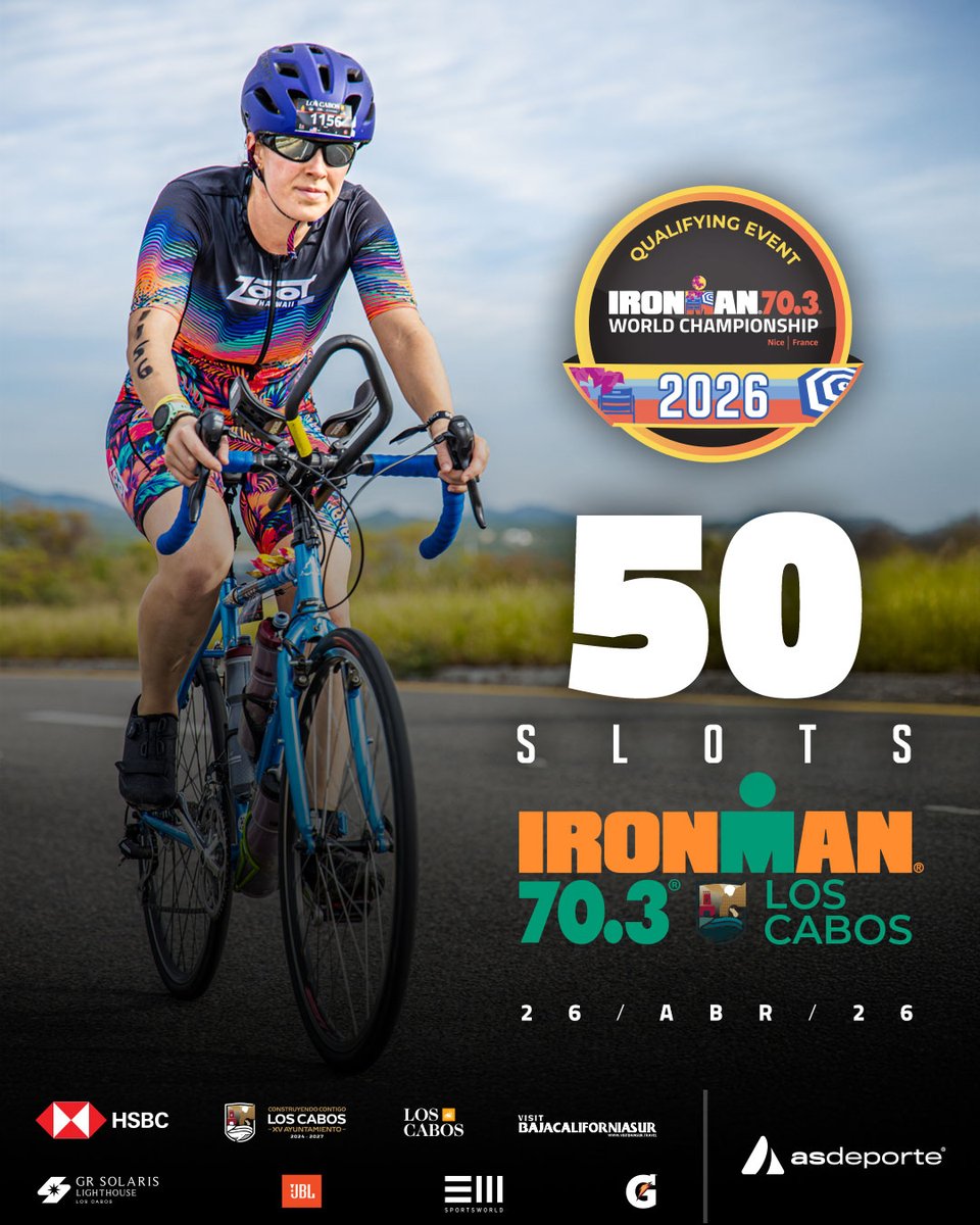 IronmanMexico's tweet photo. Aquí se compite por algo más grande.
50 slots al IRONMAN 70.3 World Championship 2026 te esperan en IRONMAN 70.3 Los Cabos.

50 oportunidades. Un escenario único.
El siguiente paso es tuyo  ➡️ https://t.co/qCPlGC5sYe ​

#ironman #ironmanmexico #ironman703loscabos https://t.co/NRlbwKsvm7