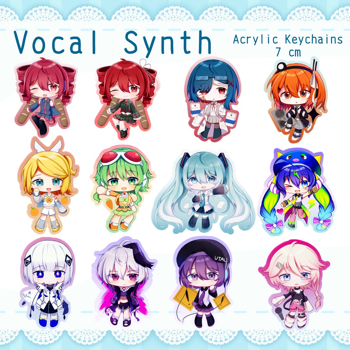 i’m now selling various vocaloid keychains on ACGGoods!! 

$12 each, 7 cm!

store link in reply ^^ RT appreciated!

#ACGGoods
