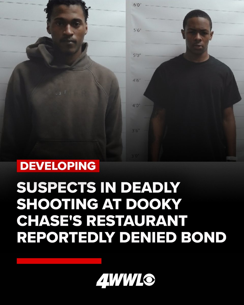 WWLTV's tweet photo. #DevelopingNews: A judge ruled that two men charged in the deadly shooting at Dooky Chase's Restaurant are reportedly too dangerous to be granted bond.

To learn more, visit the link below: 
https://t.co/VbzhNIrcdZ  

#NewOrleans #NolaNews #Crime https://t.co/B9kJUs794m